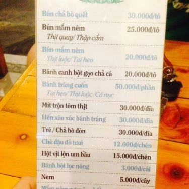Thực đơn- Quán Ăn Bún Mắm Nêm Đà Nẵng 168