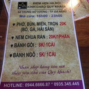 Thực đơn- Quán Ăn Điểm Hẹn Hà Nội - Đặc Sản Hà Nội