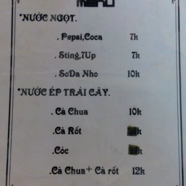 Thực đơn- Quán Ăn Điểm Hẹn Hà Nội - Đặc Sản Hà Nội