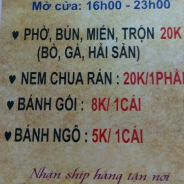 Thực đơn- Quán Ăn Điểm Hẹn Hà Nội - Đặc Sản Hà Nội