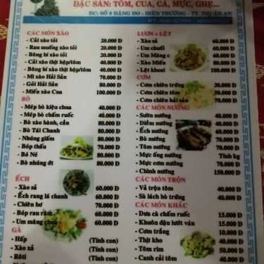 Thực đơn- Quán Ăn Diên Trường Quán - Hải Sản Bình Dân