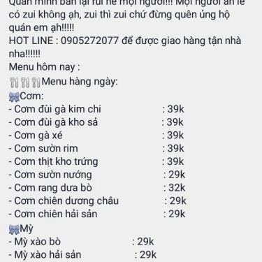Thực đơn- Quán Ăn Đồ Ăn Đêm Đà Thành - Shop Online