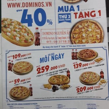 Thực đơn- Nhà Hàng Domino's Pizza - Nguyễn Ảnh Thủ