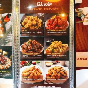 Thực đơn- Nhà Hàng Don Chicken - Chicken & Pub - Trần Văn Khéo