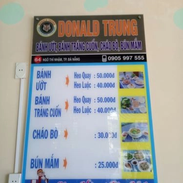 Thực đơn- Quán Ăn Donald Trung - Bánh Tráng Cuốn Thịt Heo & Bánh Ướt