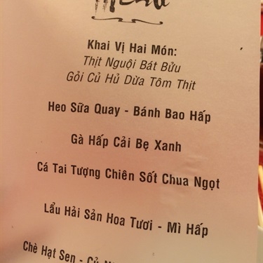 Thực đơn- Đồng Khánh - Nhà Hàng Món Hoa