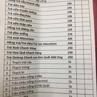 Thực đơn- Quán Ăn Đông Mập - Trà Sữa & Gà Cay Phô Mai