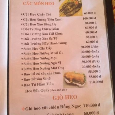 Thực đơn- Đồng Ngọc - Quán Ăn Gia Đình
