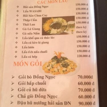 Thực đơn- Đồng Ngọc - Quán Ăn Gia Đình