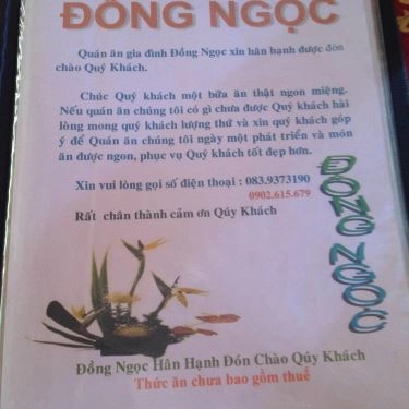 Thực đơn- Đồng Ngọc - Quán Ăn Gia Đình