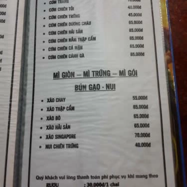 Thực đơn- Quán Ăn Quán Đồng Quê 2A - Quang Trung