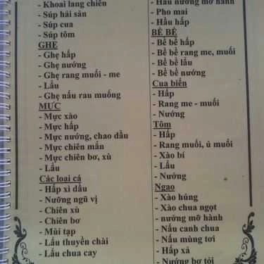 Thực đơn- Quán Ăn Đông Vân Cô Tô - BBQ Bãi Biển