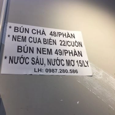 Thực đơn- Quán Ăn Đồng Xuân - Bún Chả Hà Nội & Nem Cua Bể