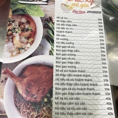 Thực đơn- Quán Ăn Đức Kí Mì Gia