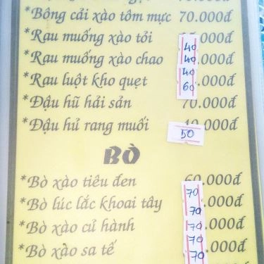 Thực đơn- Quán Ăn Dũng Năm Căn 1 - Vành Đai Trong