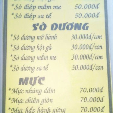 Thực đơn- Quán Ăn Dũng Năm Căn 1 - Vành Đai Trong