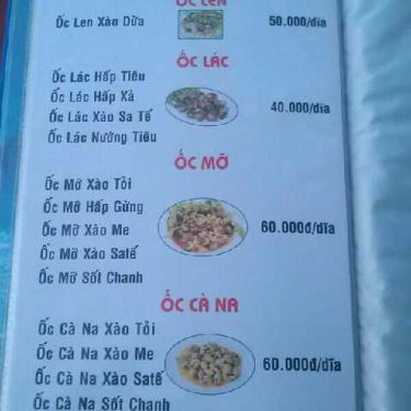 Thực đơn- Quán Ăn Quán Ốc Đường Mới - Si-Li-Cát