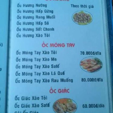 Thực đơn- Quán Ăn Quán Ốc Đường Mới - Si-Li-Cát
