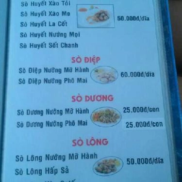 Thực đơn- Quán Ăn Quán Ốc Đường Mới - Si-Li-Cát