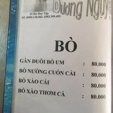 Thực đơn- Quán Ăn Dương Nguyệt Quán - Các Món Dê