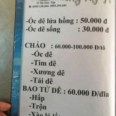 Thực đơn- Quán Ăn Dương Nguyệt Quán - Các Món Dê