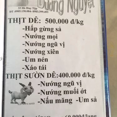 Thực đơn- Quán Ăn Dương Nguyệt Quán - Các Món Dê