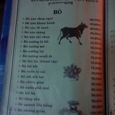 Thực đơn- Quán Ăn Dương Quán - Lê Đại Hành
