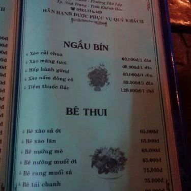 Thực đơn- Quán Ăn Dương Quán - Lê Đại Hành