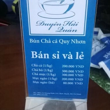 Thực đơn- Quán Ăn Duyên Hải Quán - Bún Chả Cá Quy Nhơn