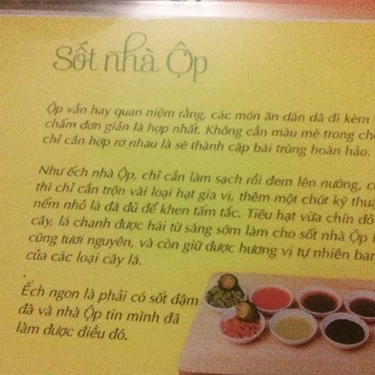 Thực đơn- Quán Ăn Ếch Nướng Ộp Ộp - Bình Giã