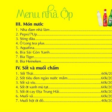 Thực đơn- Quán Ăn Ếch Nướng Ộp Ộp - Bình Giã