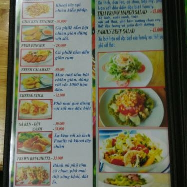 Thực đơn- Quán Ăn Family Pizza