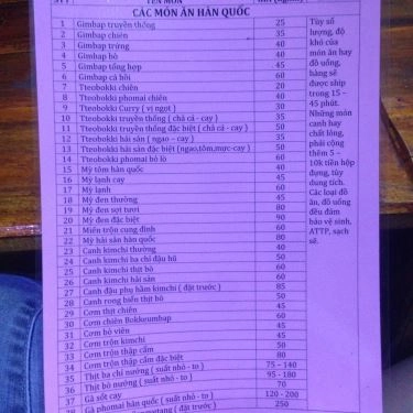 Thực đơn- Family - Quán Ăn Nhanh Hàn Quốc - KĐT Xa La
