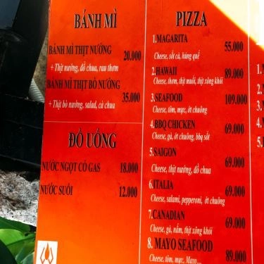 Thực đơn- Quán Ăn Fast Feel - Pizza & Bánh Mì