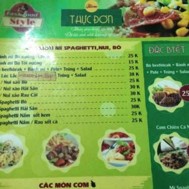 Thực đơn- Quán Ăn Fast Food Style