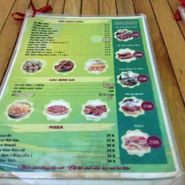 Thực đơn- Quán Ăn Fast Food Style