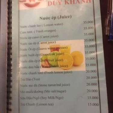 Thực đơn- Quán Ăn Five Star Vietnam - Chùa Láng