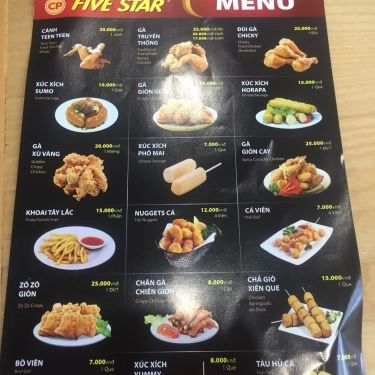 Thực đơn- Quán Ăn Five Star Vietnam - Tân Triều