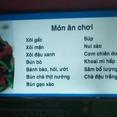Thực đơn- Quán Ăn Food Court - Coopmart Nha Trang