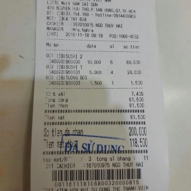 Thực đơn- Quán Ăn Food Court - Lotte Mart Nam Sài Gòn