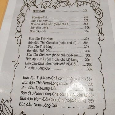 Thực đơn- Quán Ăn Food Factory - Bún Đậu Mắm Tôm