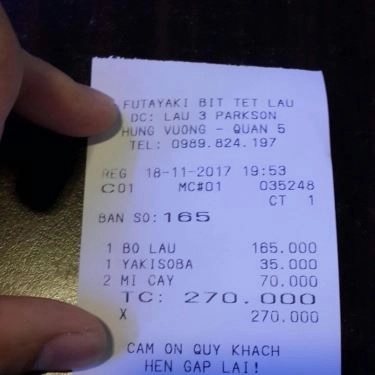 Thực đơn- Quán Ăn Futayaki - Lẩu Nhật Và Bít Tết - Hùng Vương