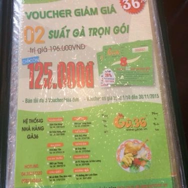 Thực đơn- Quán Ăn Gà 36 - Lạc Trung