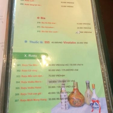 Thực đơn- Quán Ăn Gà 36 - Lạc Trung