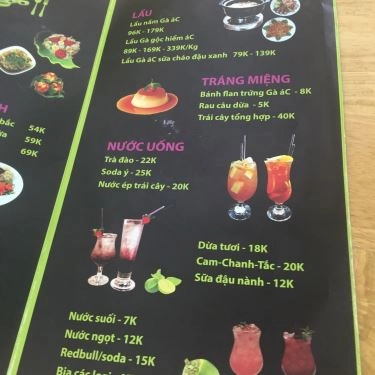 Thực đơn- Quán Ăn Gà Ác Vĩnh Quý - Nguyễn Kiệm