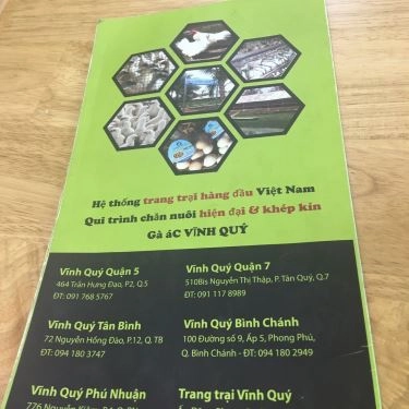 Thực đơn- Quán Ăn Gà Ác Vĩnh Quý - Nguyễn Kiệm
