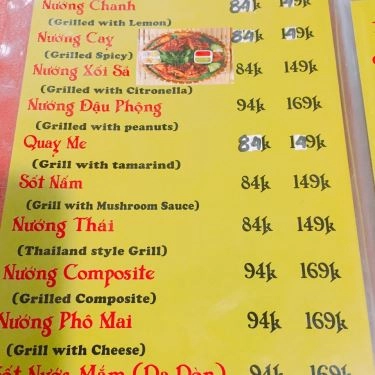 Thực đơn- Quán Ăn Gà Khuyết - Gà Nướng Ngũ Vị - Trường Chinh