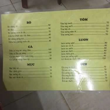 Thực đơn- Quán Ăn Quán Gà 2B Miếu Đôi