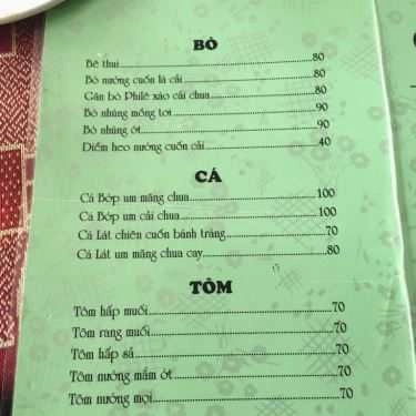 Thực đơn- Quán Ăn Quán Gà 2B Miếu Đôi