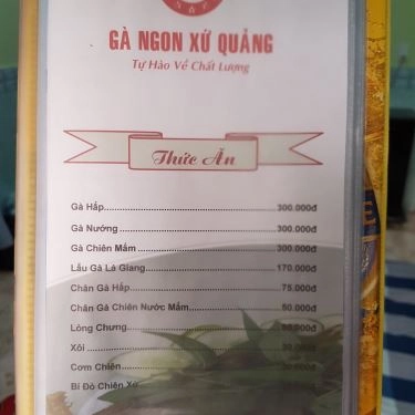 Thực đơn- Quán Ăn Gà Ngon Xứ Quảng